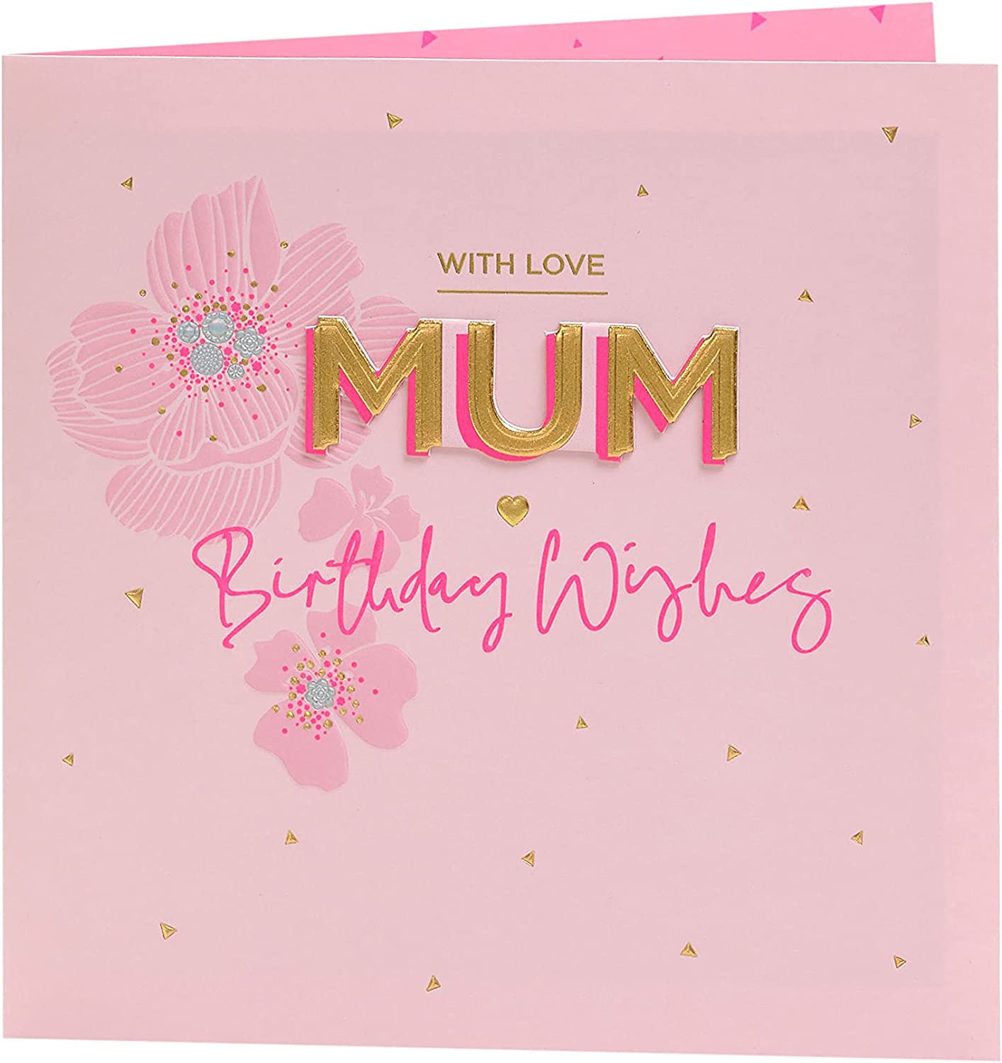 Pink Flower Design Mum Birthday Card With Envelope