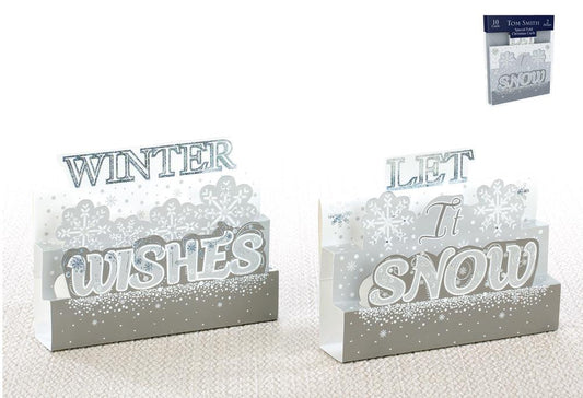 Pack of 10 Special Fold Winter Script Design Christmas Cards