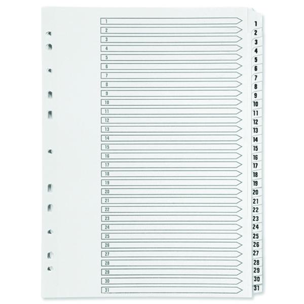 Q-Connect 1-31 Index Multi-Punched Reinforced Board Clear Tab A4 White KF01936