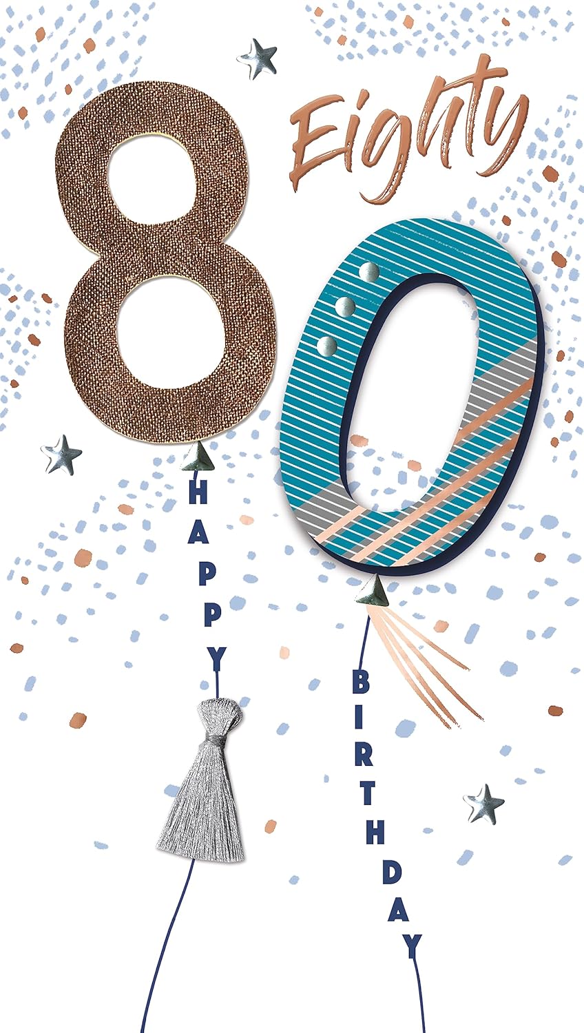 Embellished Balloons 80th Birthday Card