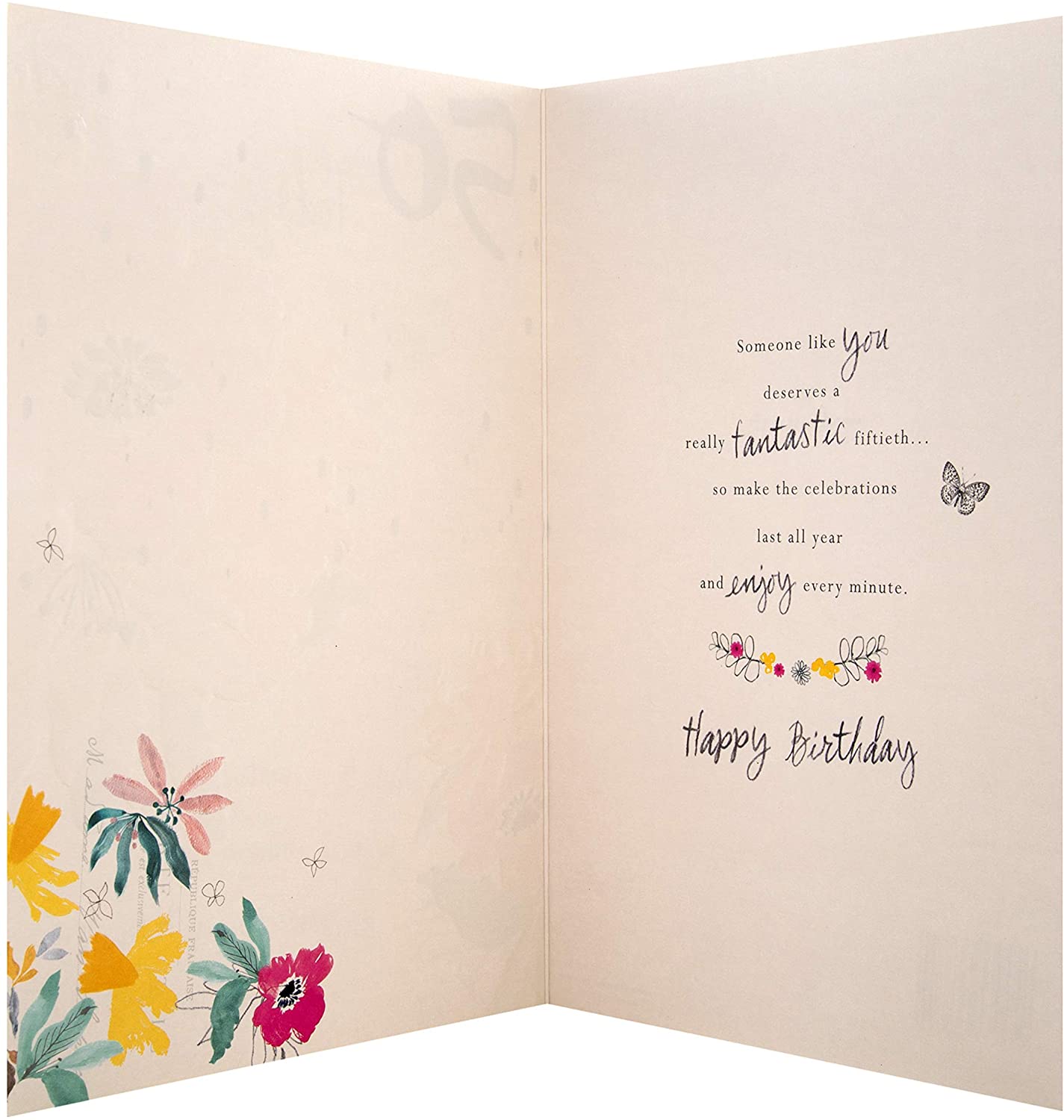 Classic Embossed Floral Design 50th Birthday Card