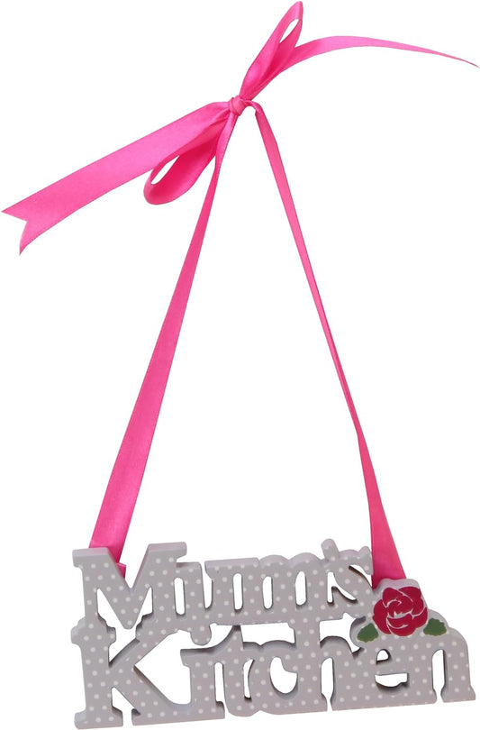 Mum's Kitchen Lilac and polka Dot Hanging Plaque