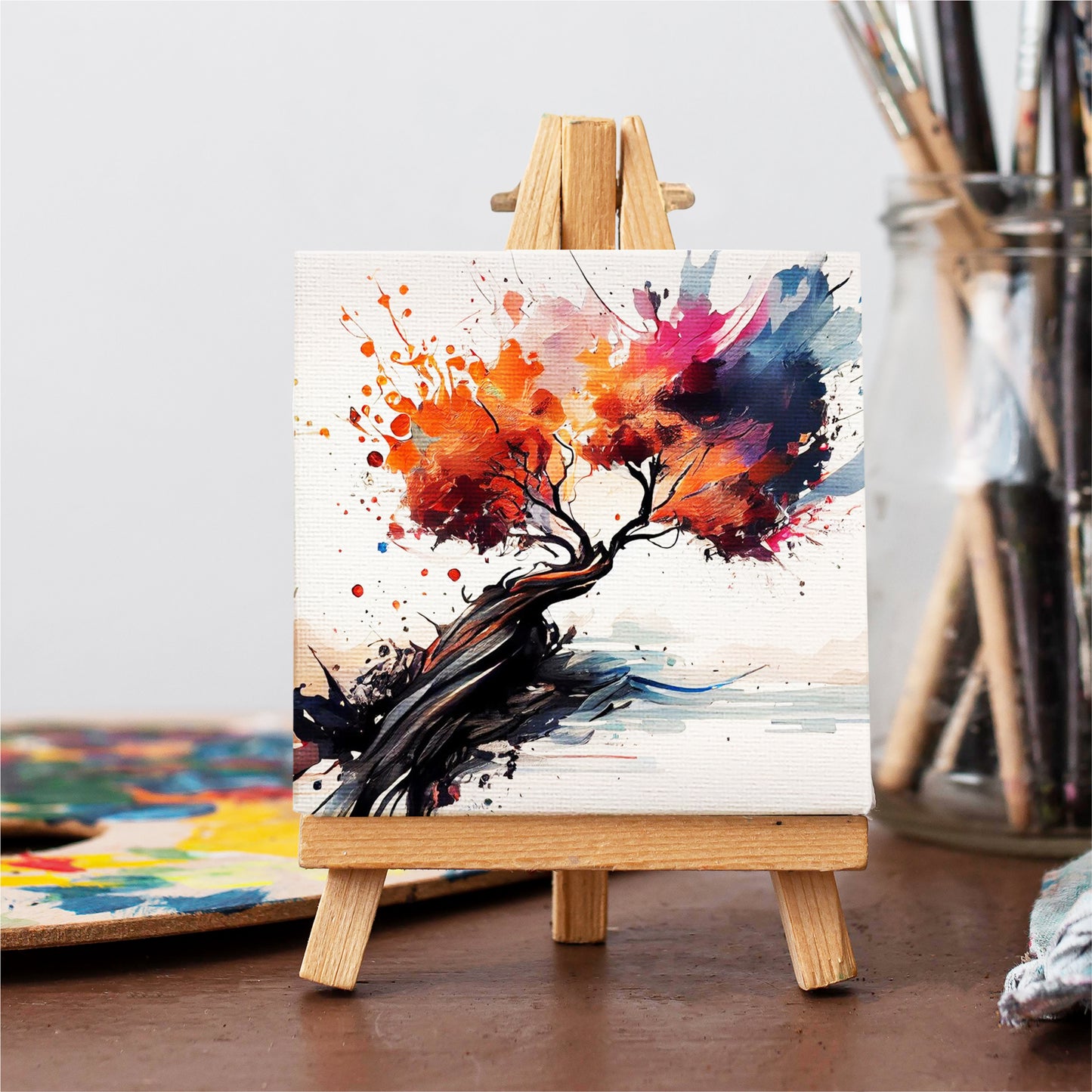 Pack of 12 Mini Easel and Canvas Sets