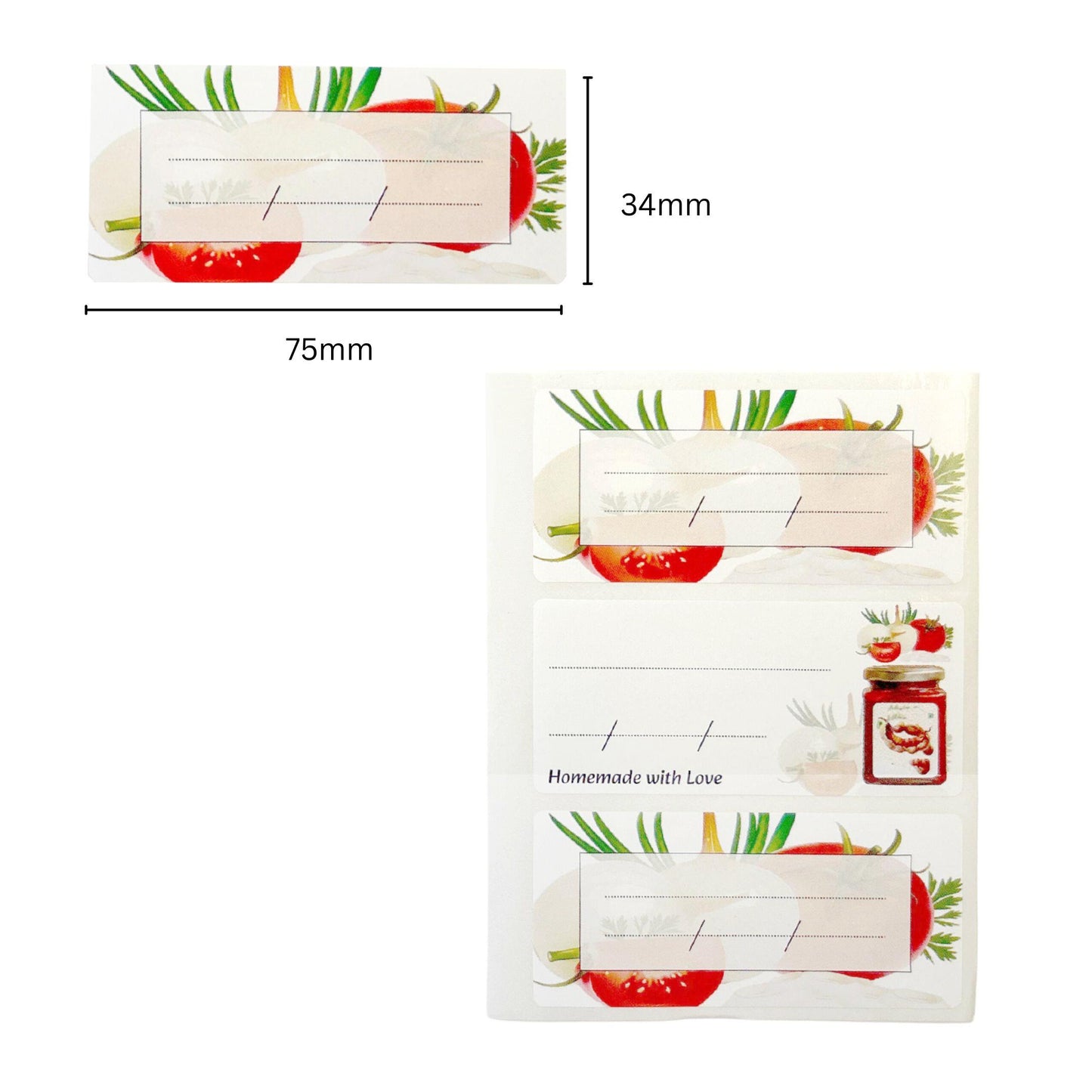 Pack of 12 Jam Jar Labels 34x75mm