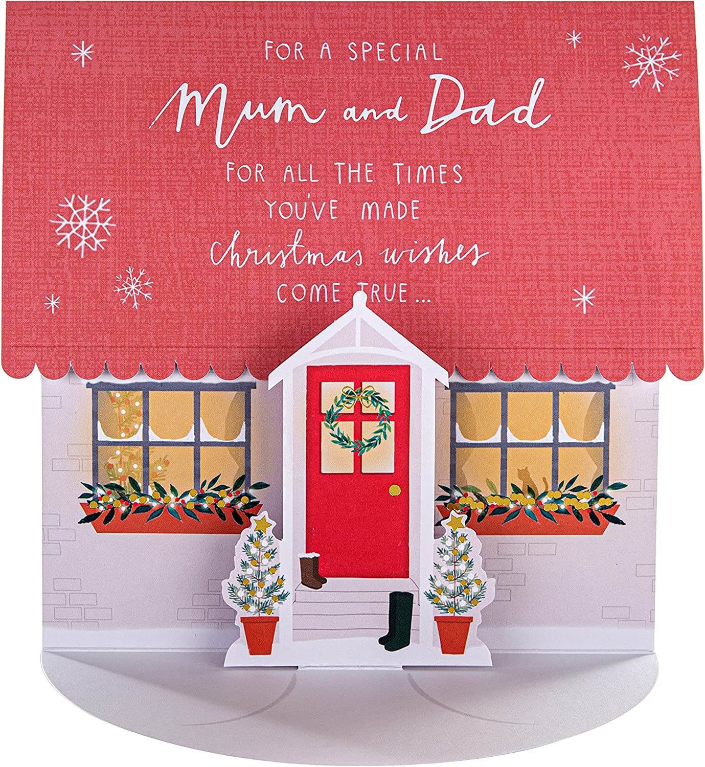 Mum and Dad Christmas Card Classic Pop-up 3D House Design