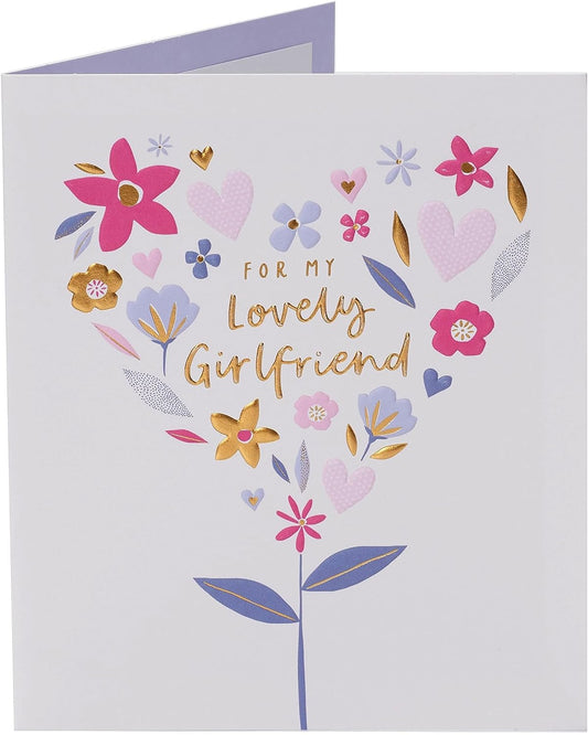 Flower Heart Design Girlfriend Birthday Card