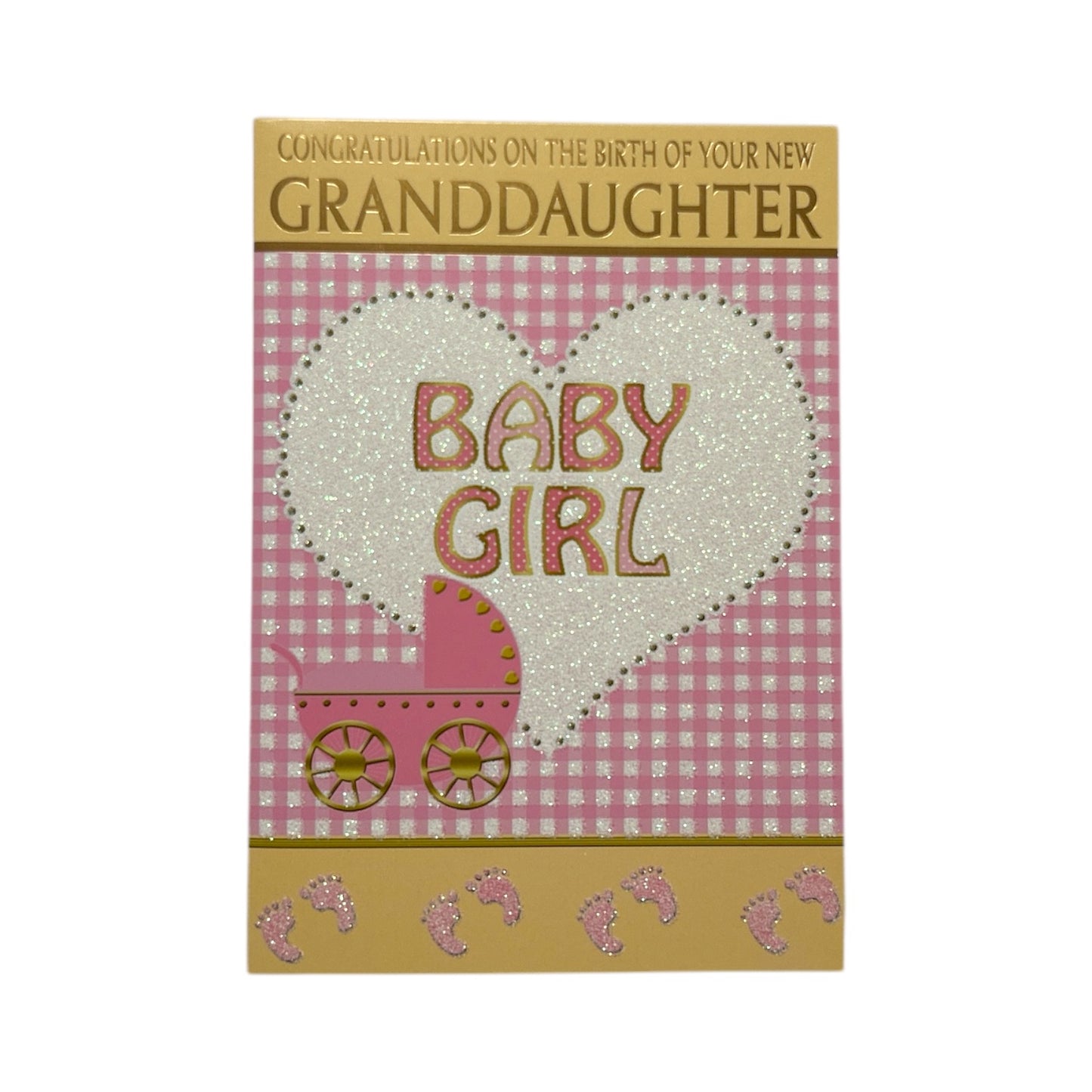 On Birth Of New Granddaughter Pink And Yellow Congratulations Card