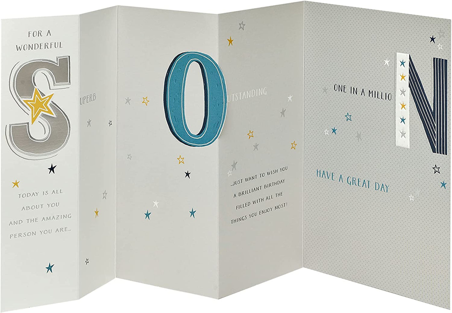 Son Birthday Card Contemporary Design 3 Fold