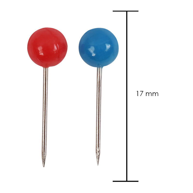 10x Pack of 100 Assorted Colour Map Pins 5mm