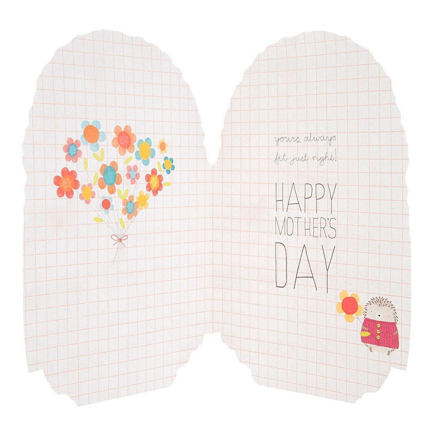 'Hugs' Adorable Button Attachment Mother's Day Card