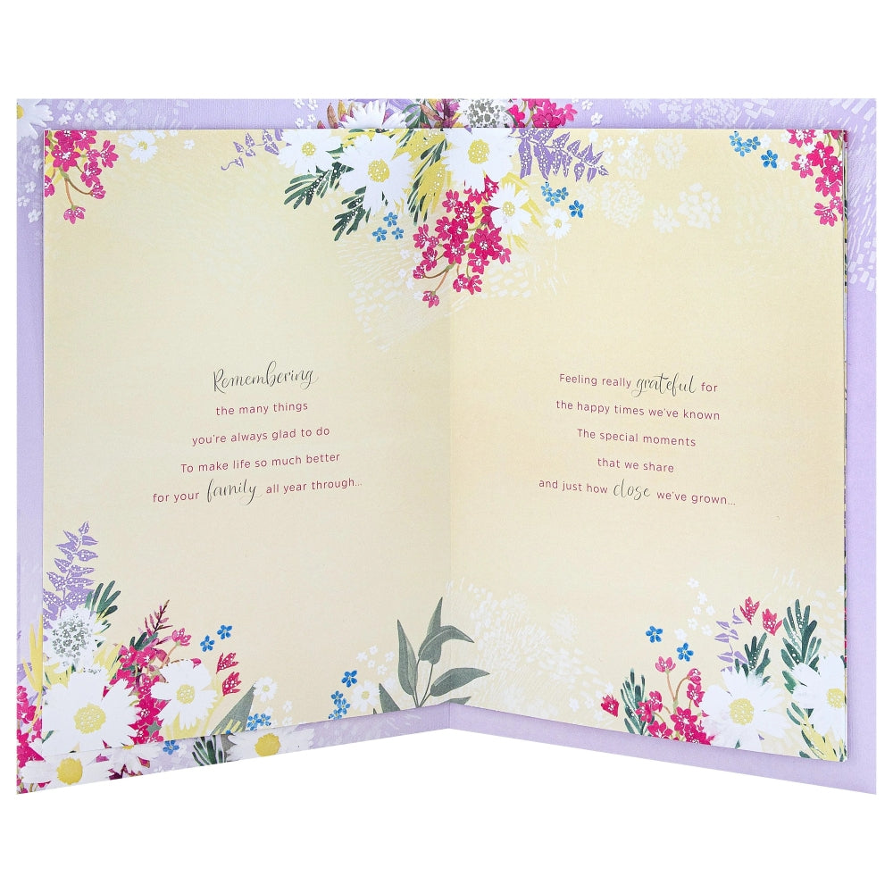 Purple Florals Design & Heartfelt Verse Mum Large Birthday Card
