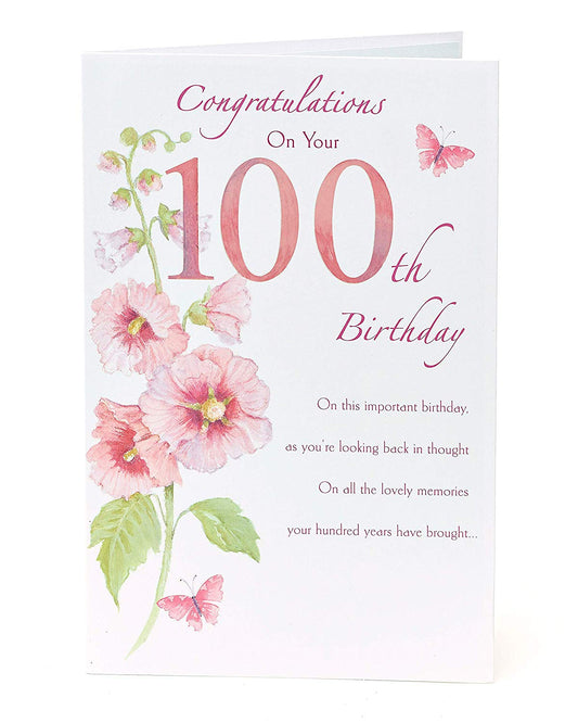 100th Floral Design Birthday Card
