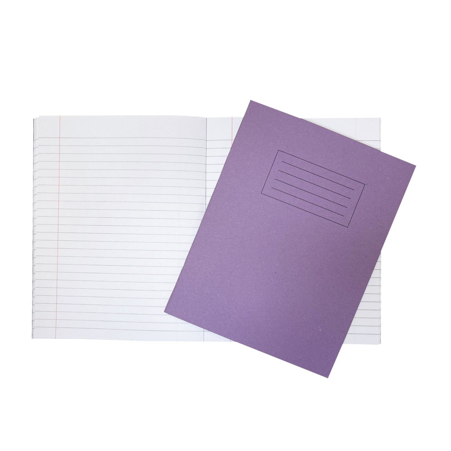 Pack of 50 Janrax 9x7" Purple 80 Page Feint Ruled with Margin Exercise Books WF Paper with 225gsm Manilla Cover