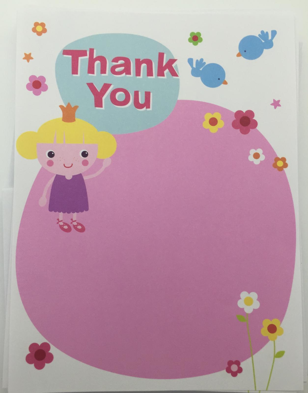 Pack of 20 Girls Pink Thank You Sheets and Envelopes by Carlton Cards 