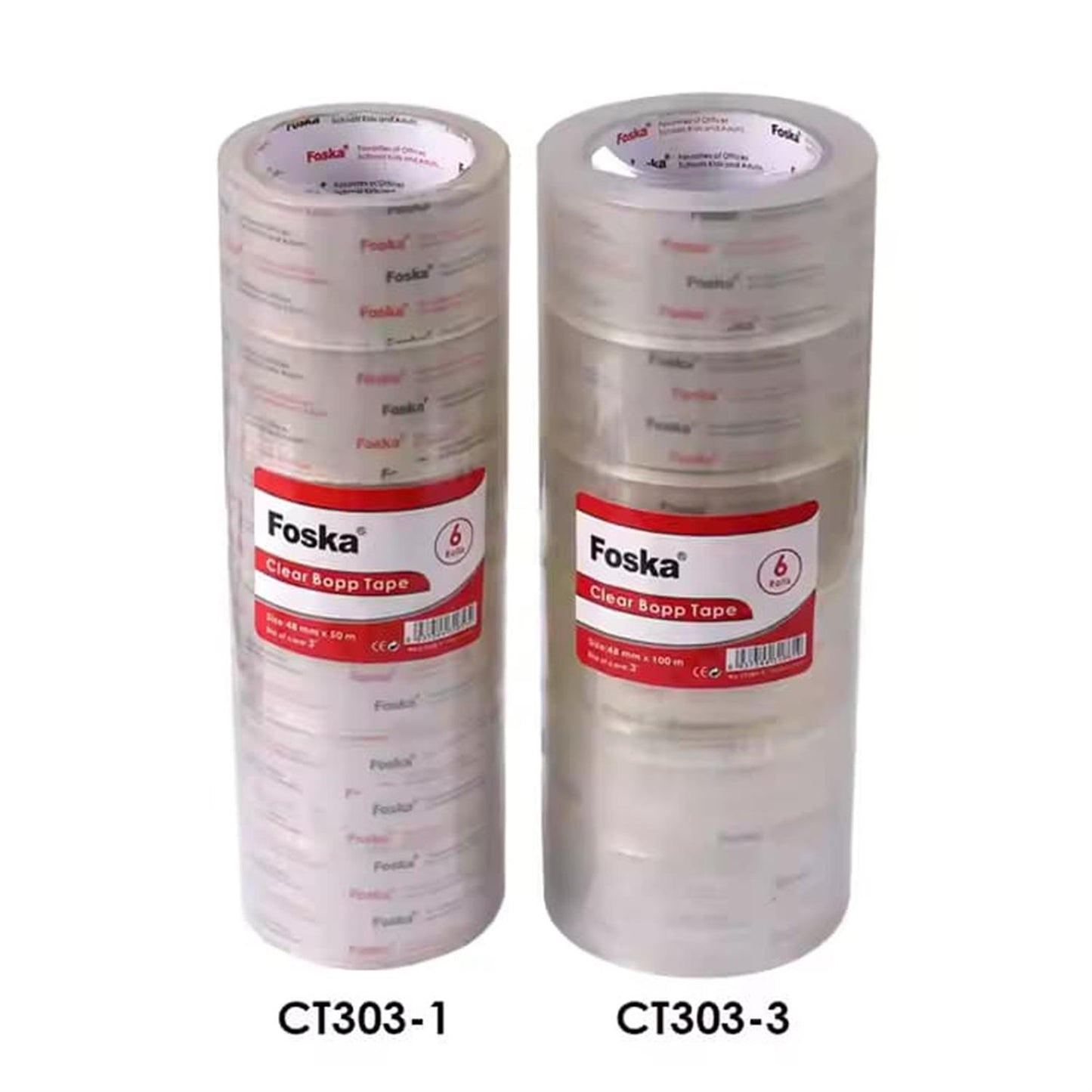 Pack of 6 Transparent Waterproof Clear Bopp Tape 48mm x 100m