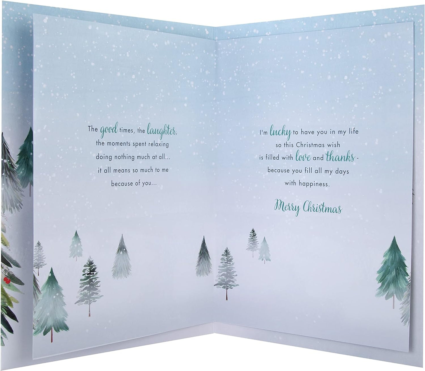 Classic Winter Scene with Tree Design Boxed Christmas Card for Fiancée
