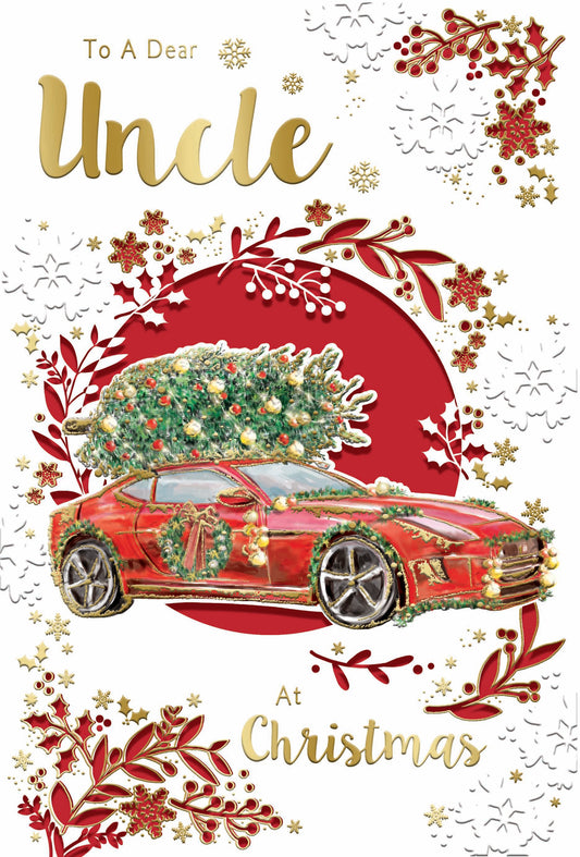 To a Dear Uncle Die Cut Car Design Christmas Card