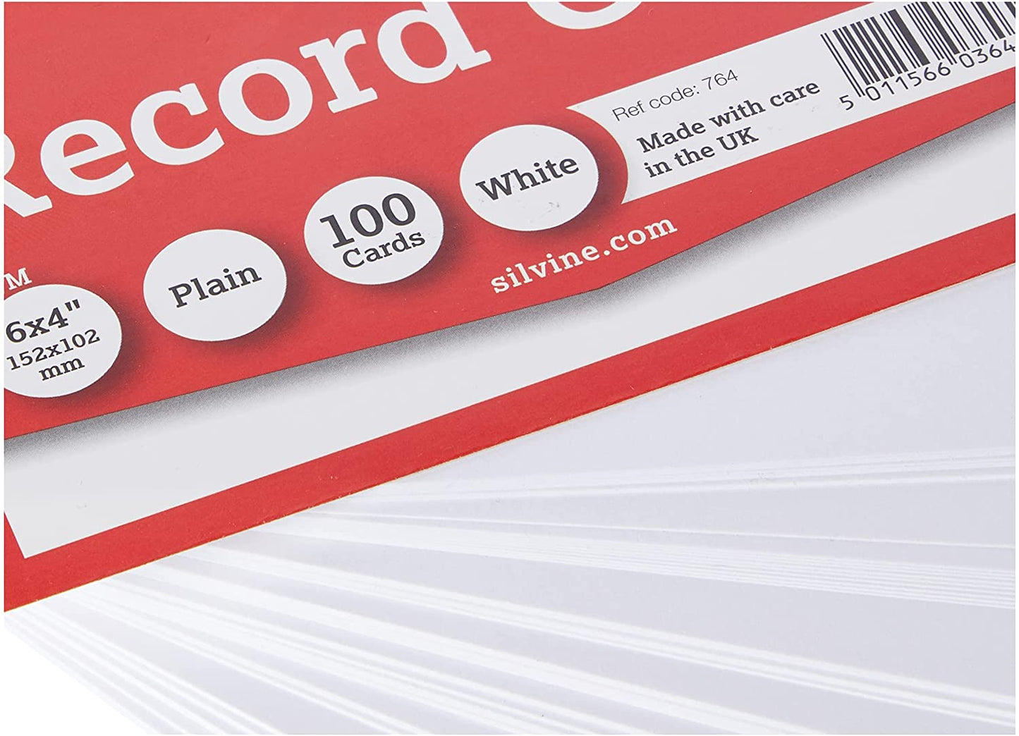Pack of 100 Plain White Record Cards 152x101mm