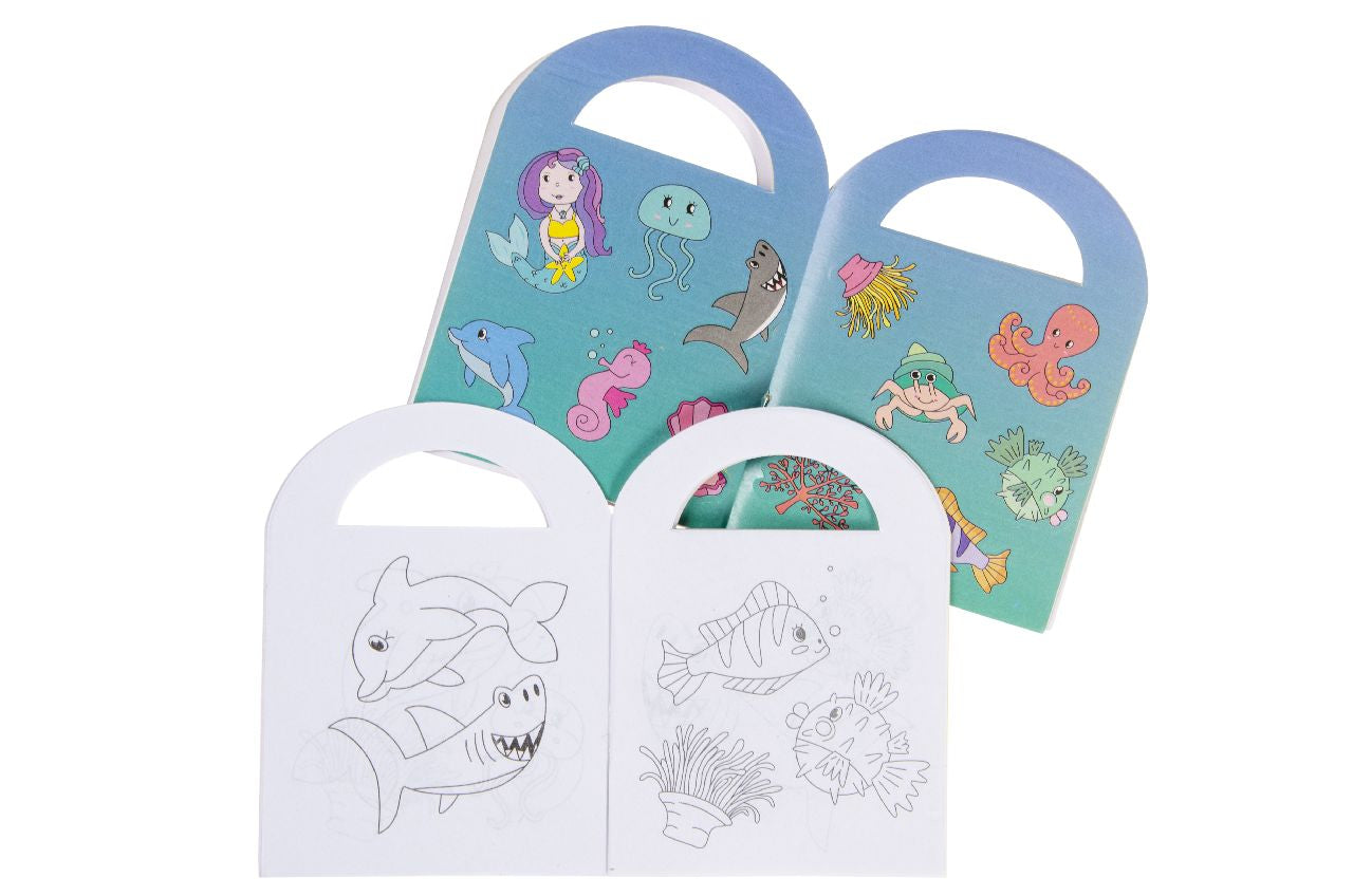 Pack of 48 Sea Animals Coloring Mini Books with Stickers