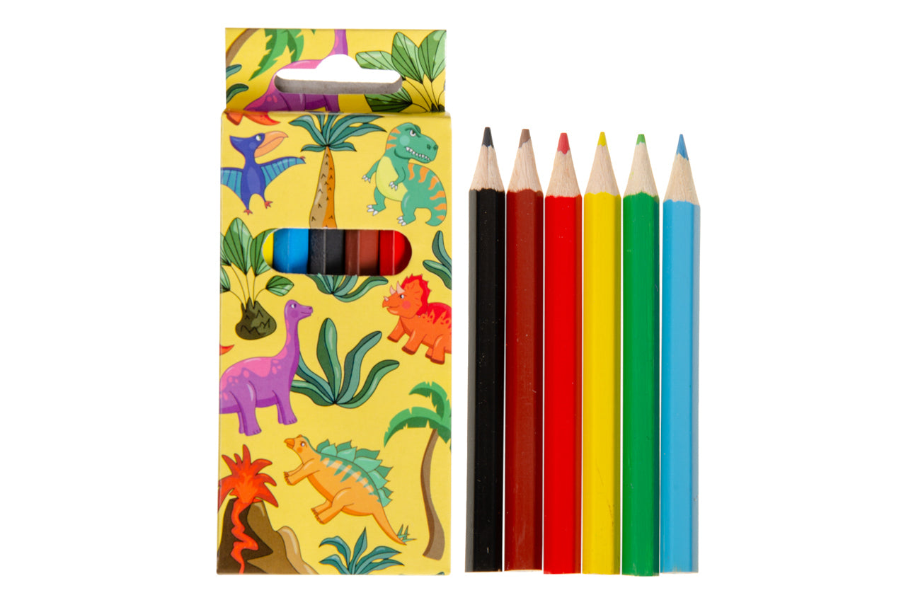 12 Pack of 6 Pieces Dinosaur Colored Pencils 9cm