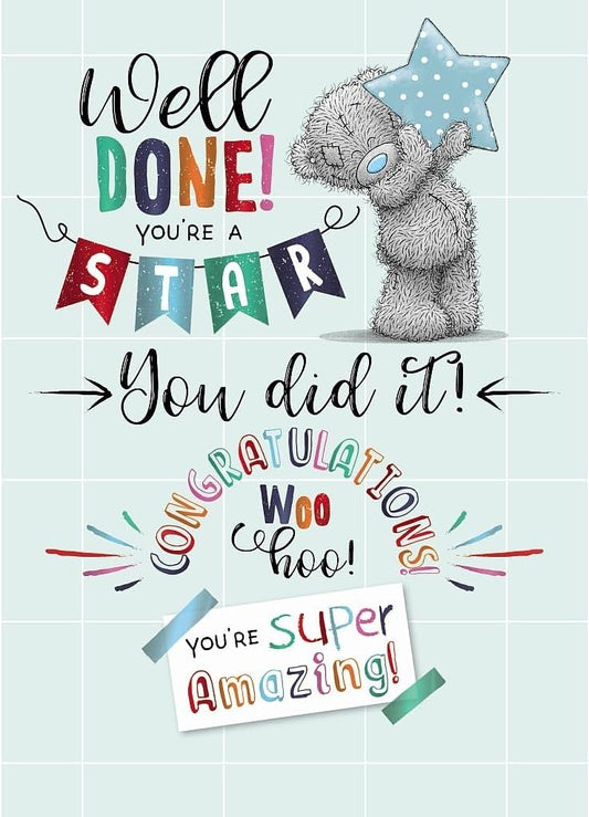 Bear With Star Well Done Congratulations Card