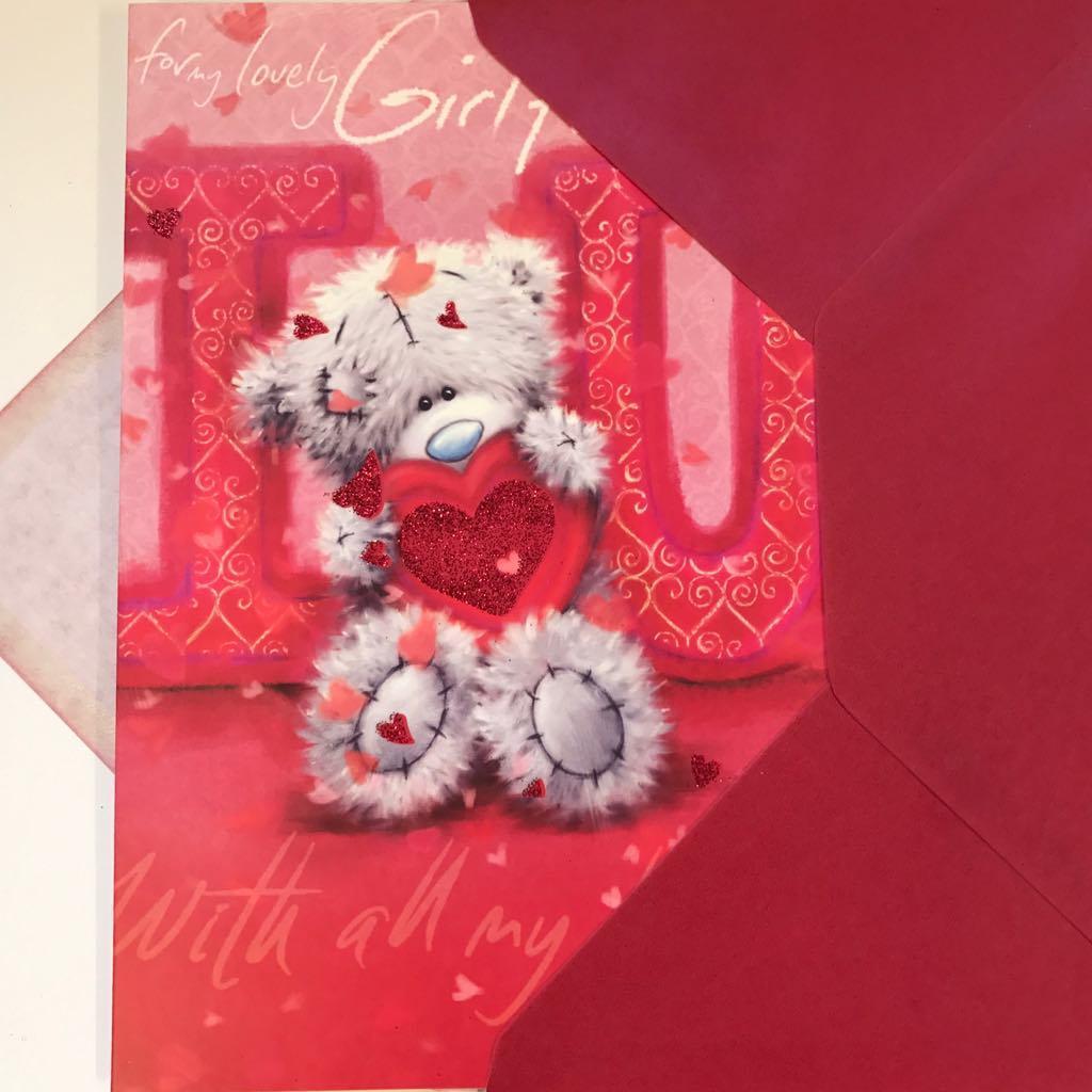 Girlfriend Softy Drawn Me to You bear Valentines Day Card