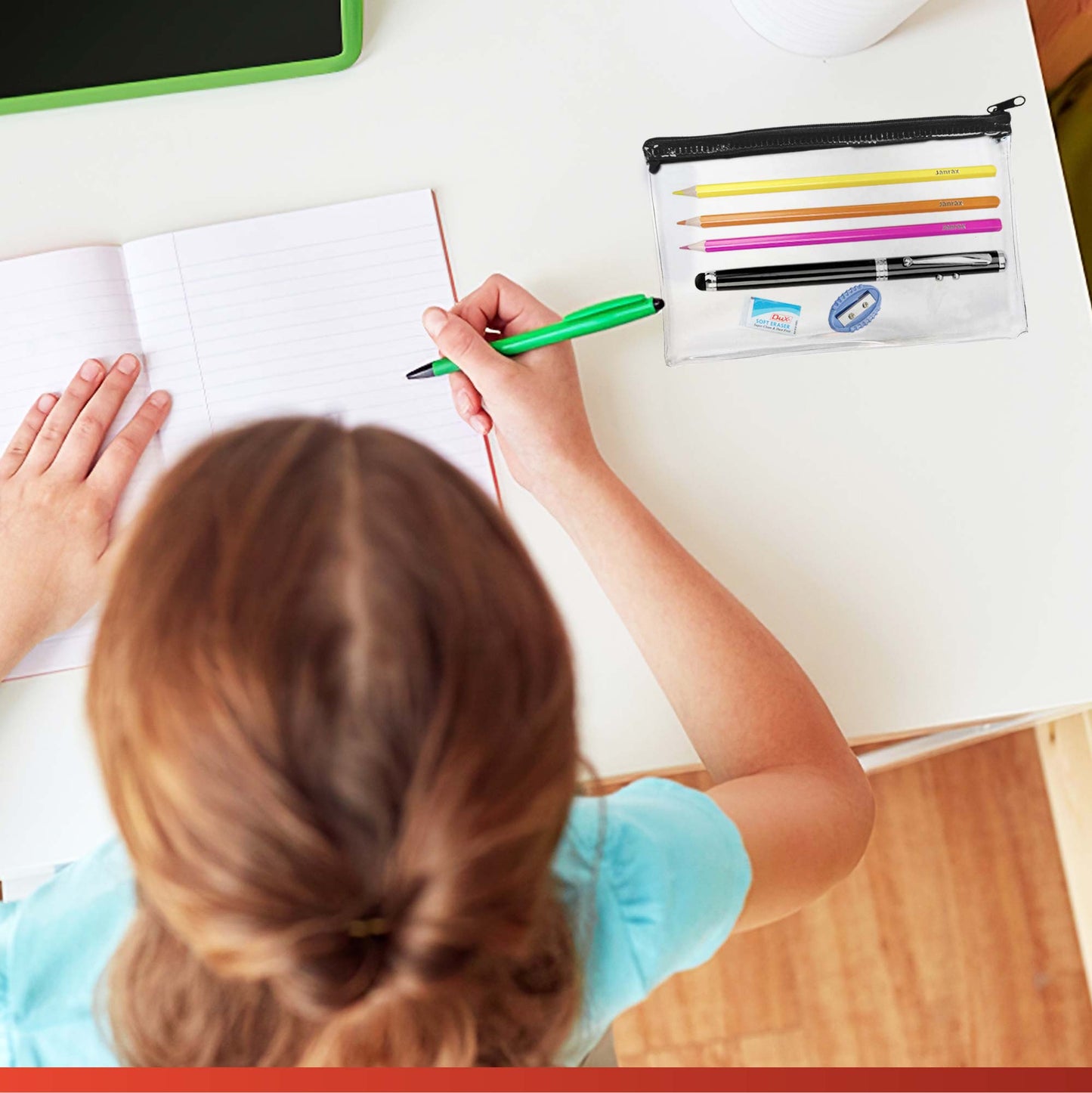 Janrax 8x5" Blue Zip Clear Exam Pencil Case