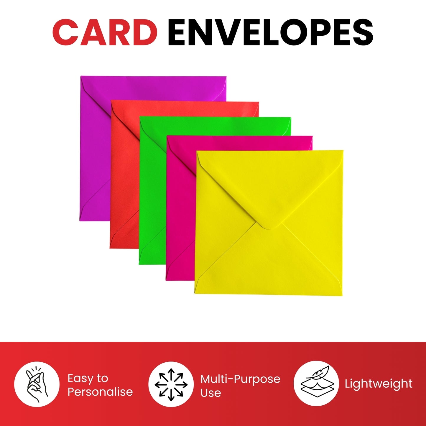 Pack of 50 Vivid Shock Pink 130x130mm Gummed Envelopes