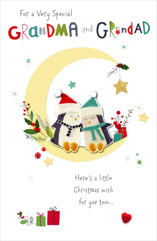 Grandma and Grandad Christmas Card Couple Snowmen Design 