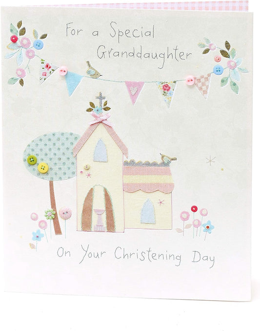 Button Attachments Granddaughter Christening Card