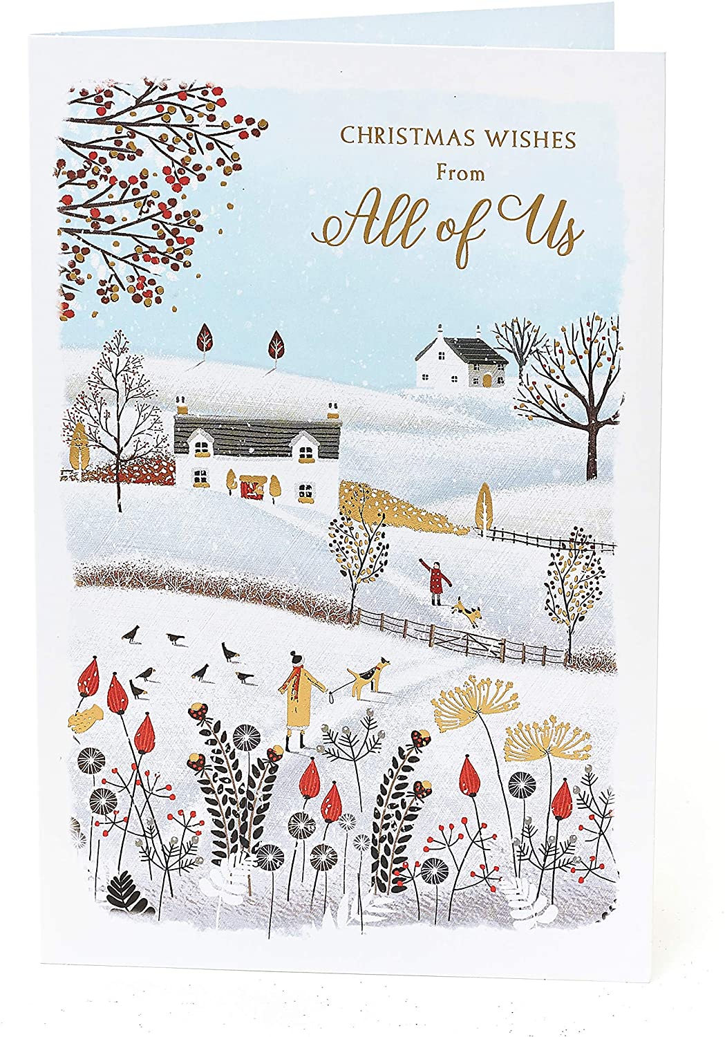 From All of Us Christmas Wishes Beautiful Winter Scene Design Christmas Card