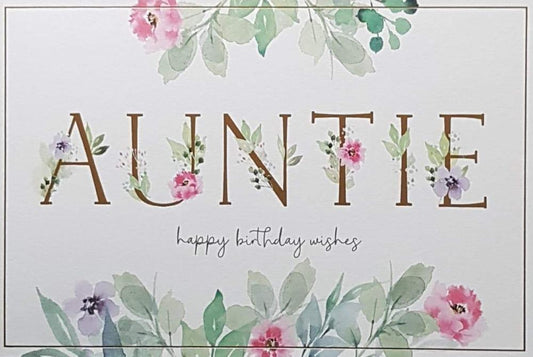 Auntie Birthday Card Flower Vines