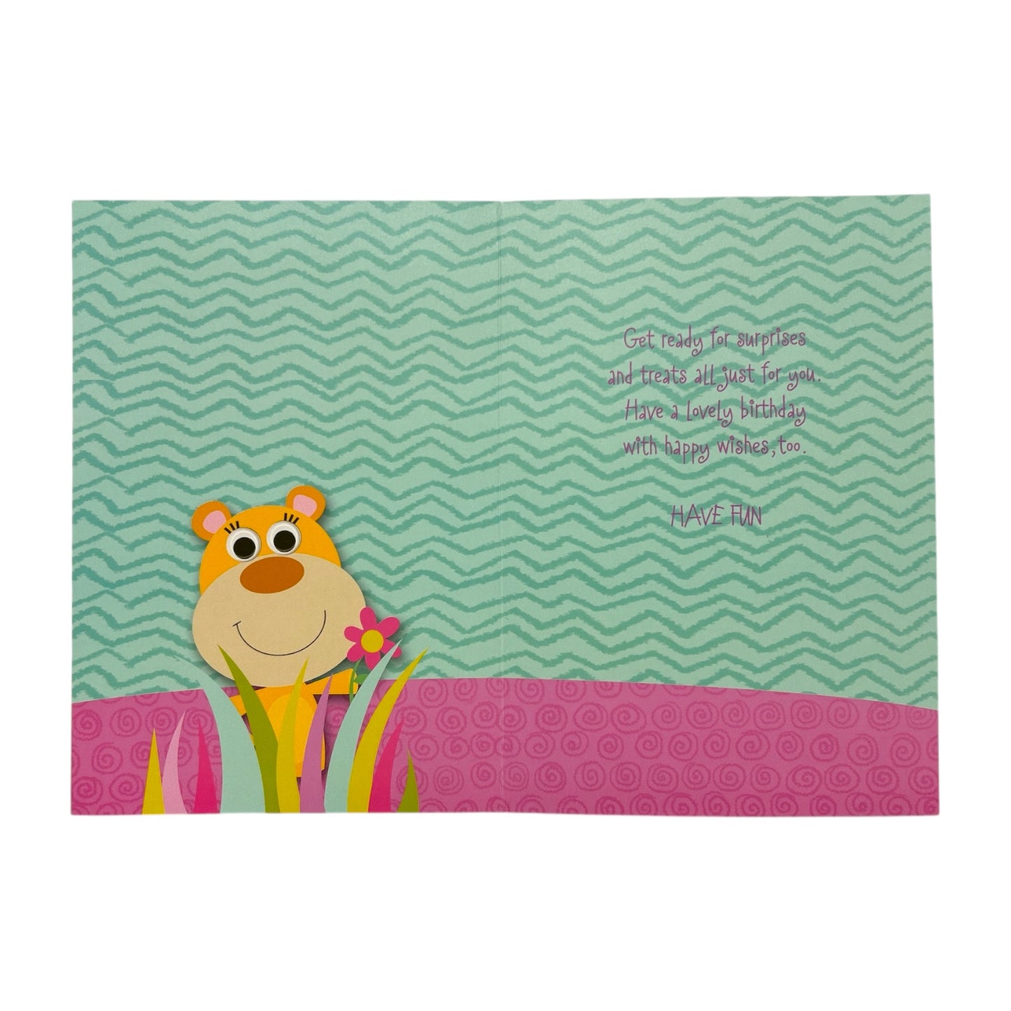 Age 02 Female Juvenile Cute Bear Design Birthday Card