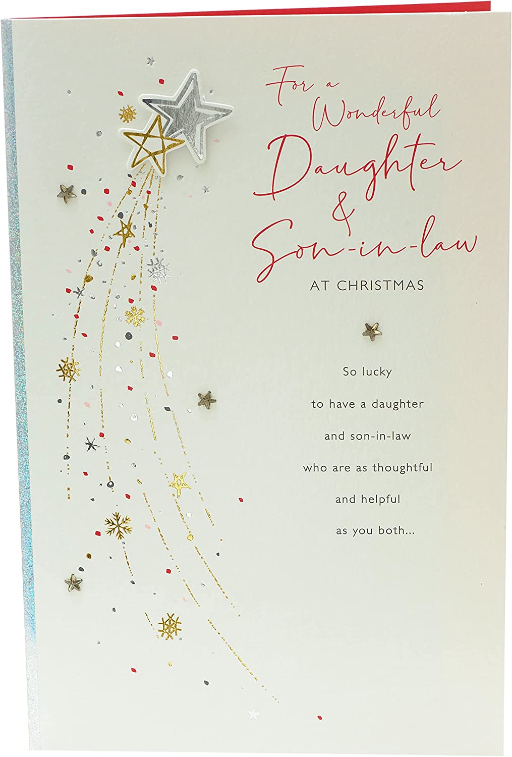 Daughter & Son-in-Law Christmas Card Starburst Dual Stars Design