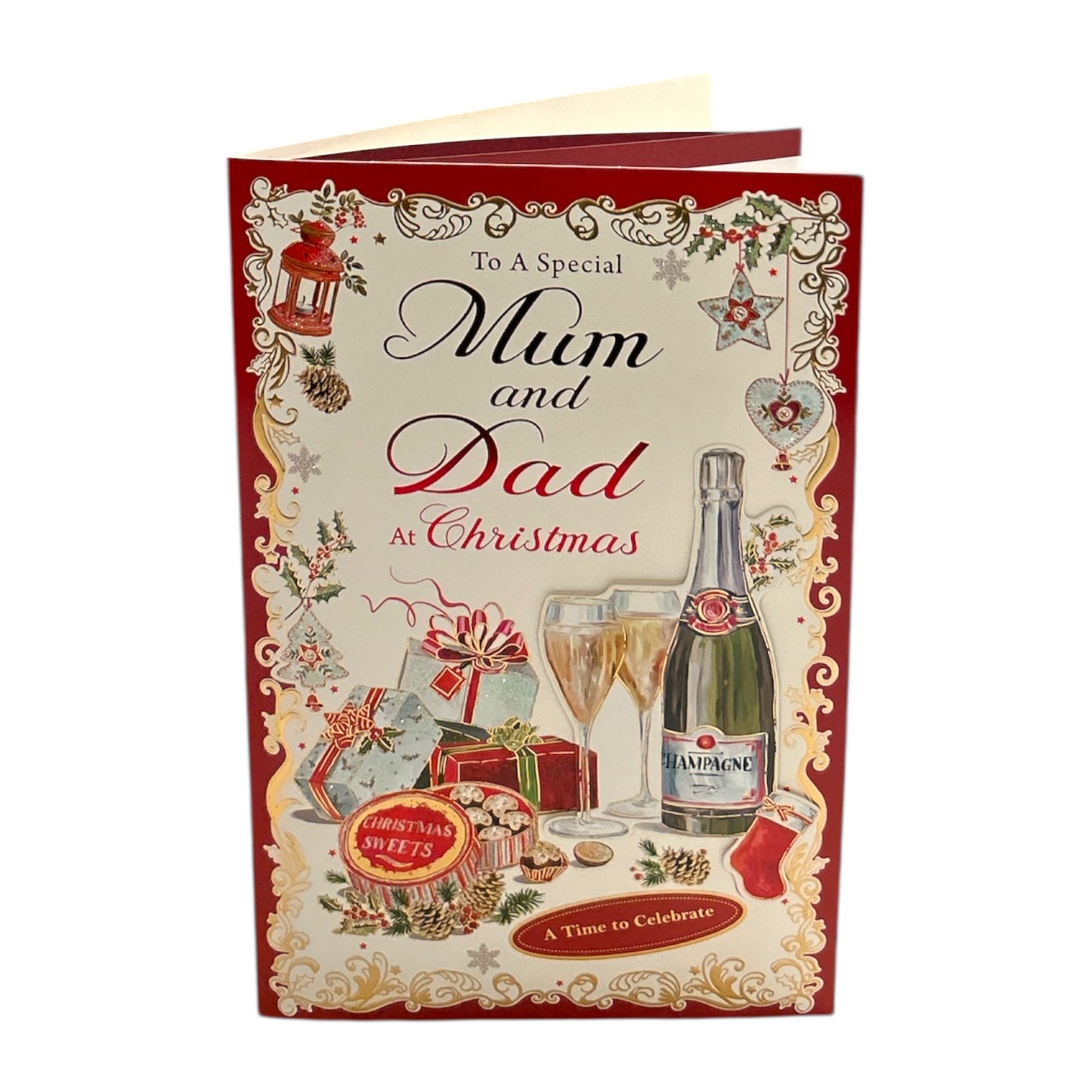 A Time to Celebrate Design To a Special Mum and Dad Christmas Card