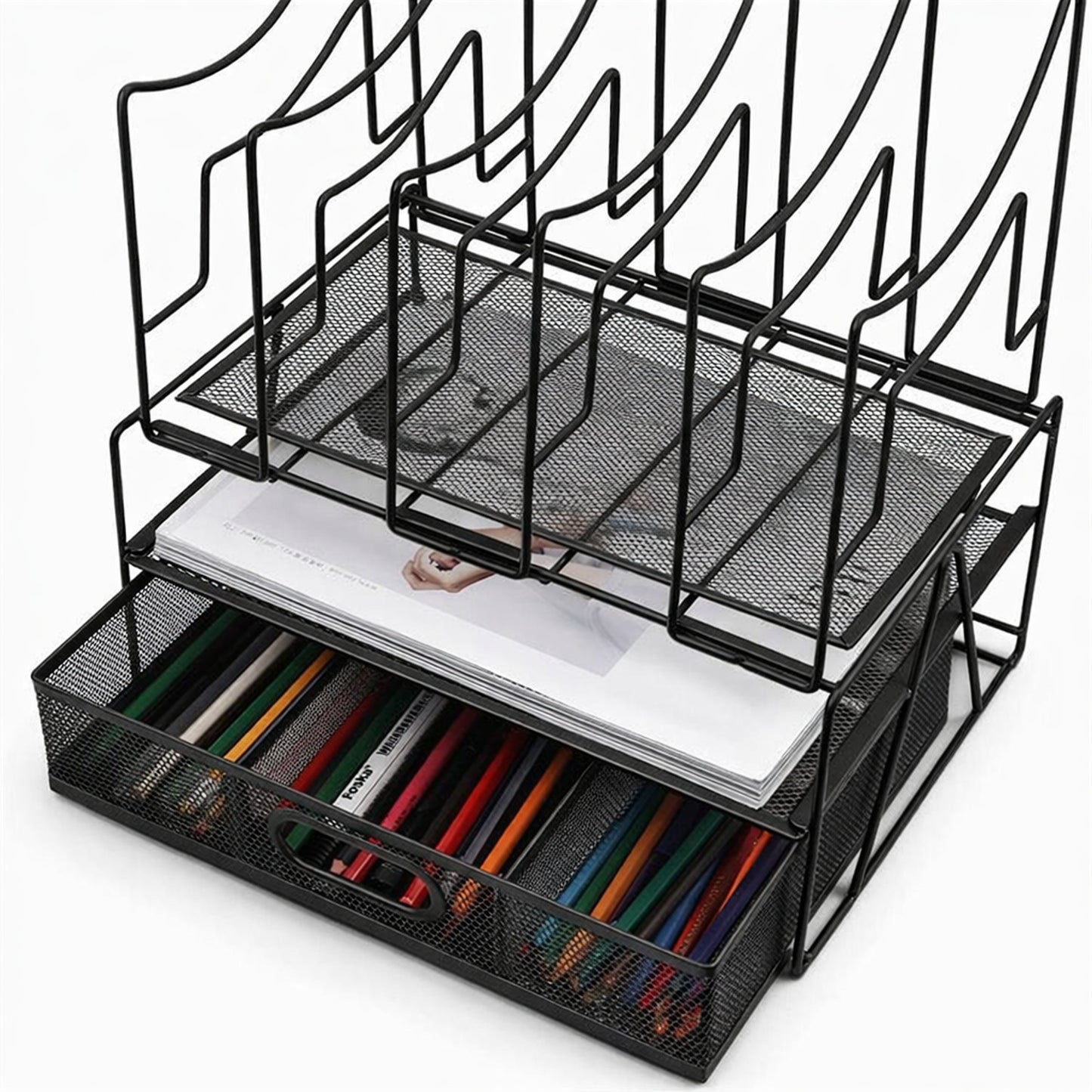 Black Desk Storage Rack Drawer-style File Document Organizer