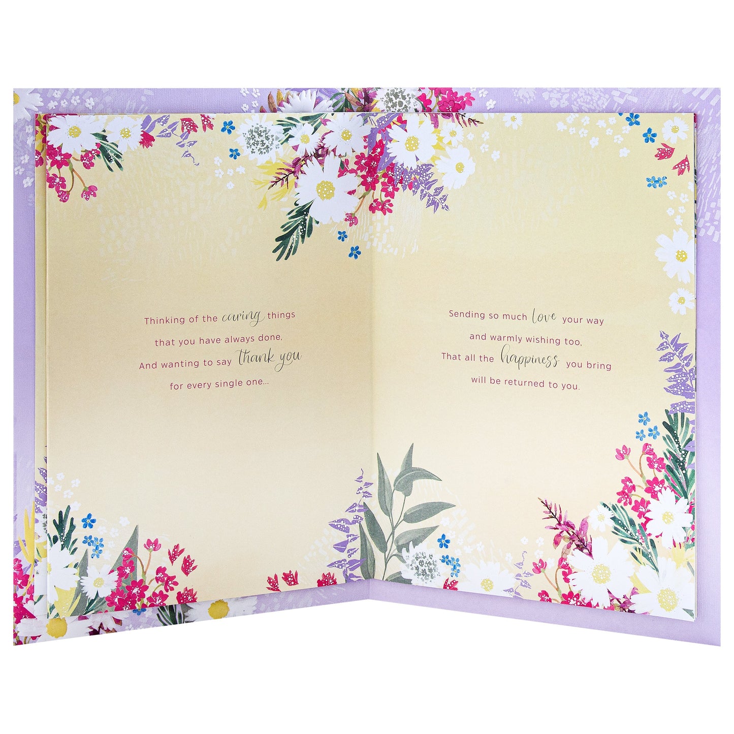 Purple Florals Design & Heartfelt Verse Mum Large Birthday Card