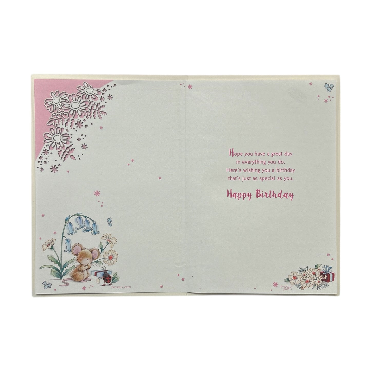 To Dear Daughter Cute Mouse with Flowers Design Birthday Card