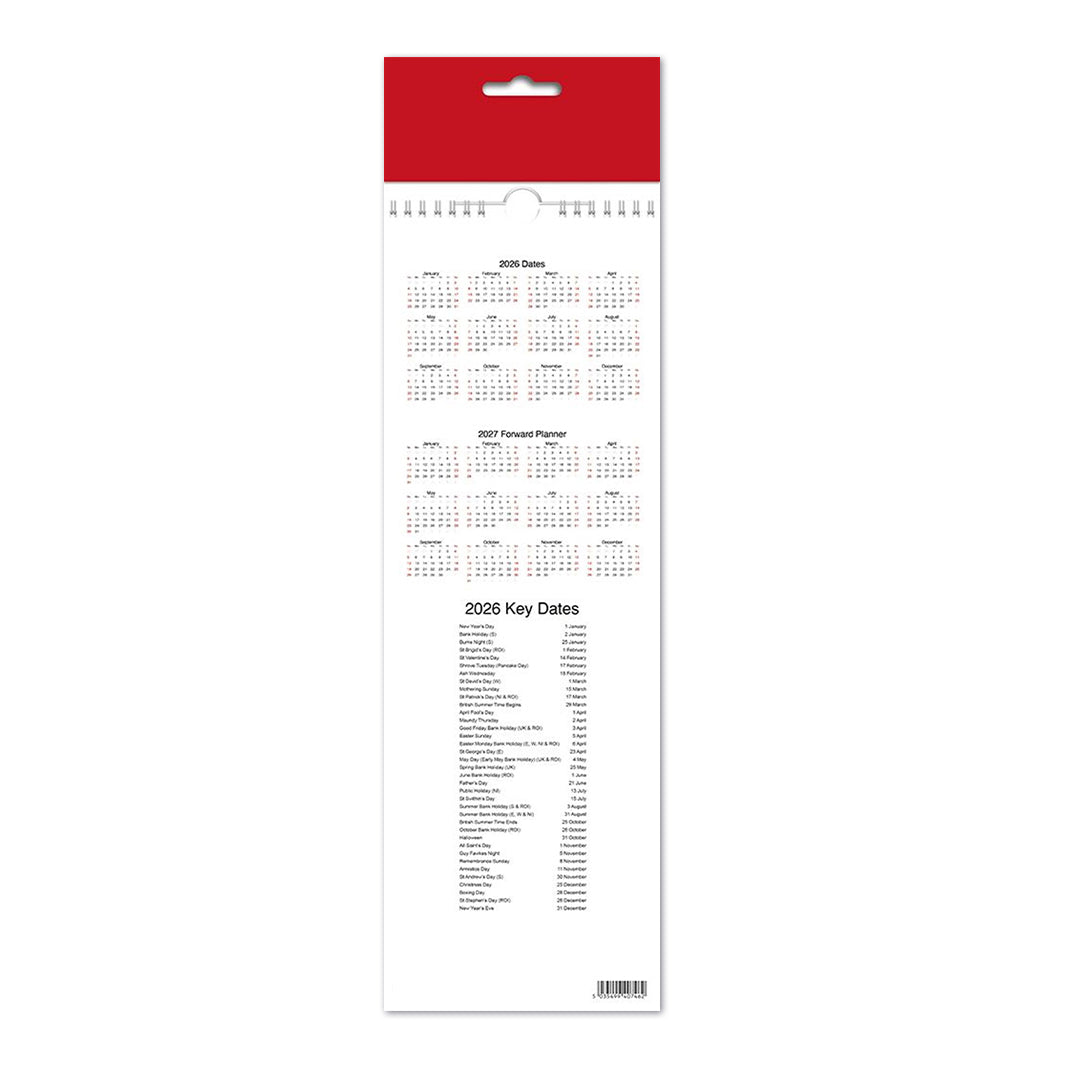 Slim Month To View Calendar 2026 – 143mm x 417mm