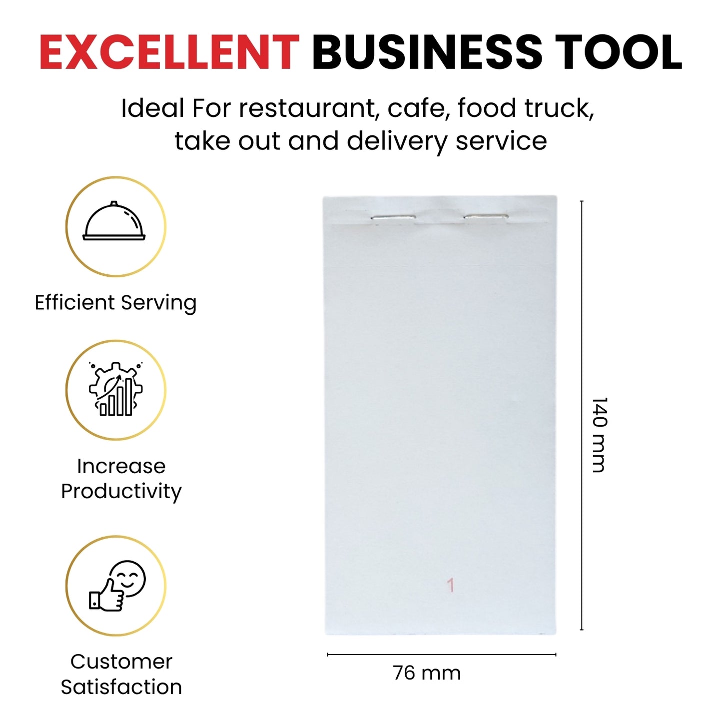 Pack of 10 95mm x 170mm White Duplicate with Carbon Restaurant Service Pads
