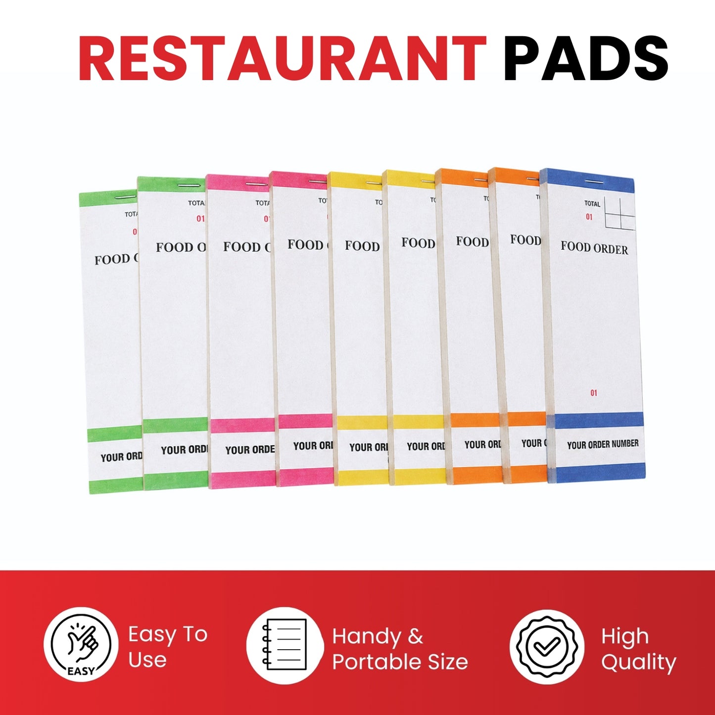 Pack of 10 63mm x 152mm Assorted Coloured Strip Restaurant Service Pads