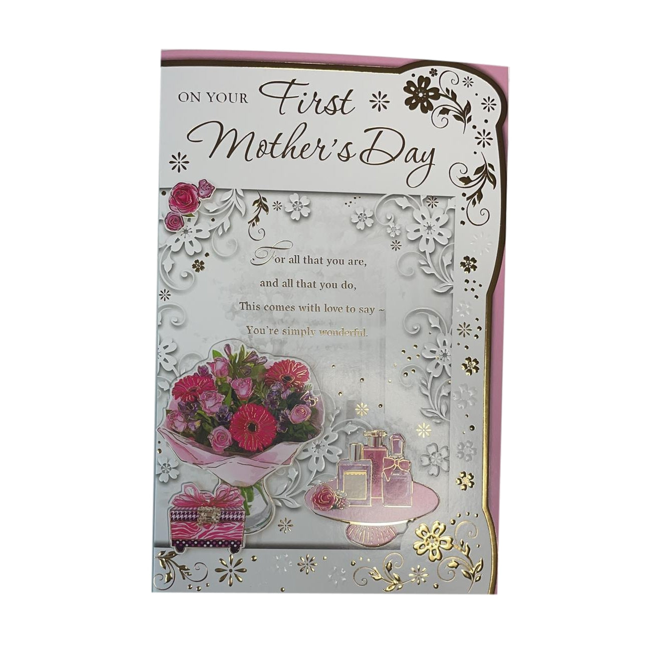 On Your First Mother's Day Die Cut Flowers Design Open Card