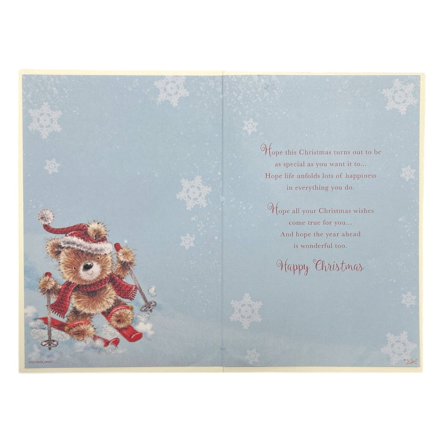 To a Dear Uncle Skiing Bear in Snowy Scene Christmas Card