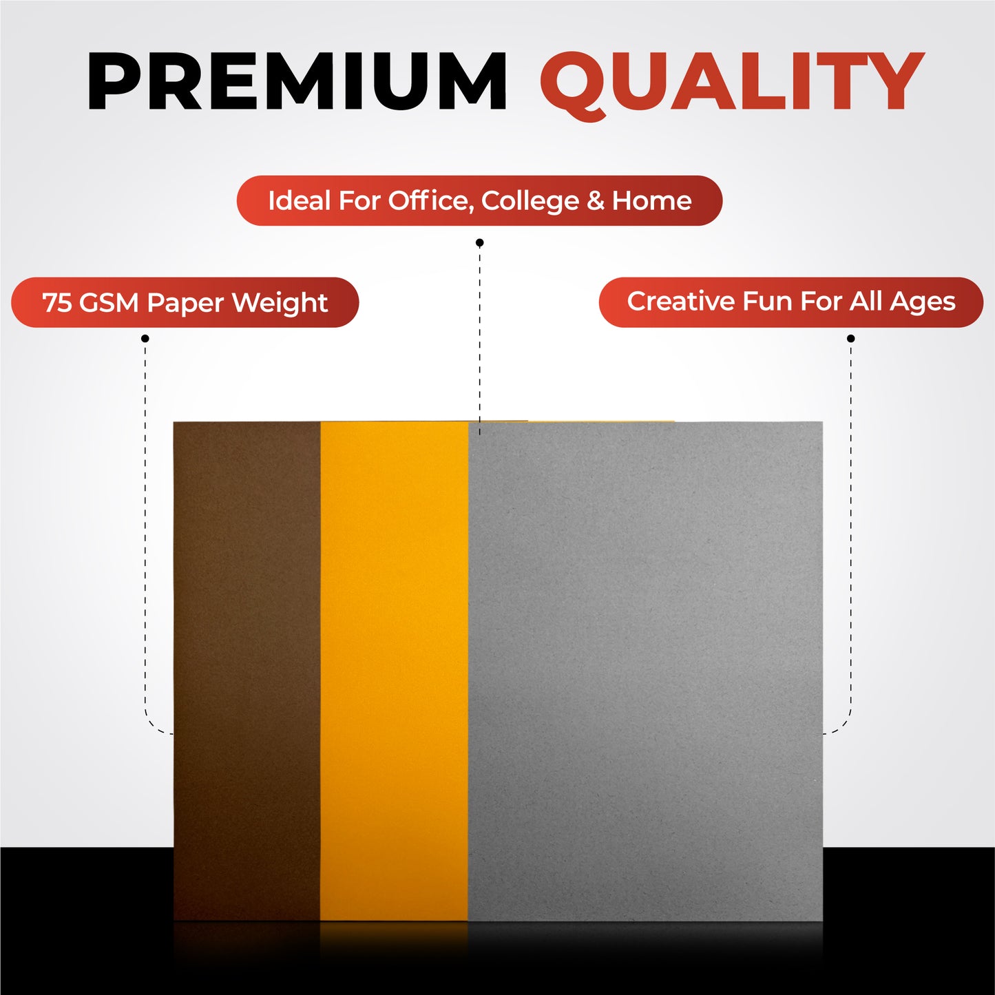 Pack of 500 A5 Yellow Coloured Paper 75gsm Sheets