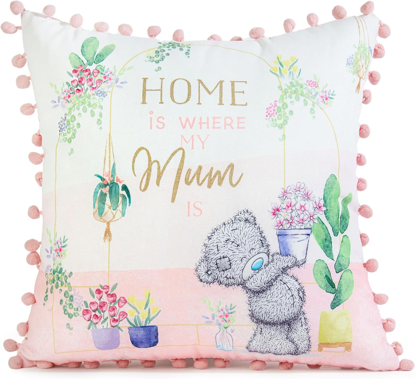 Me To You Tatty Teddy 'Mum' Cushion with Pom-Pom Trim Anytime Gifts For Mum