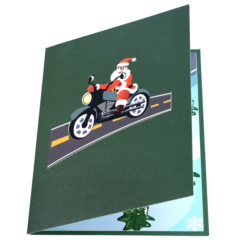 Fast & Festive Santa’s Motorcycle 3D Pop Up Christmas Card