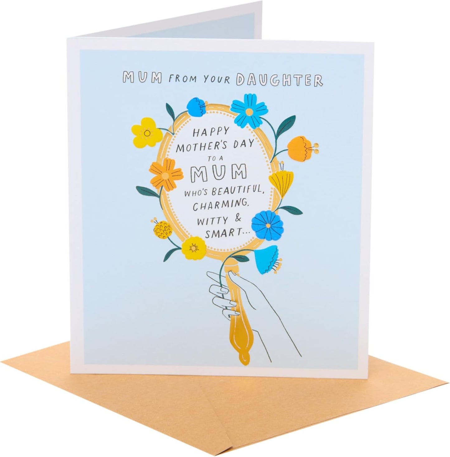 Floral Hand Mirror For Mum From Daughter Mother's Day Card