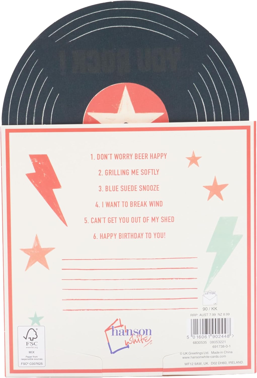 Pop-Up Vinyl Record Design Dad Birthday Card