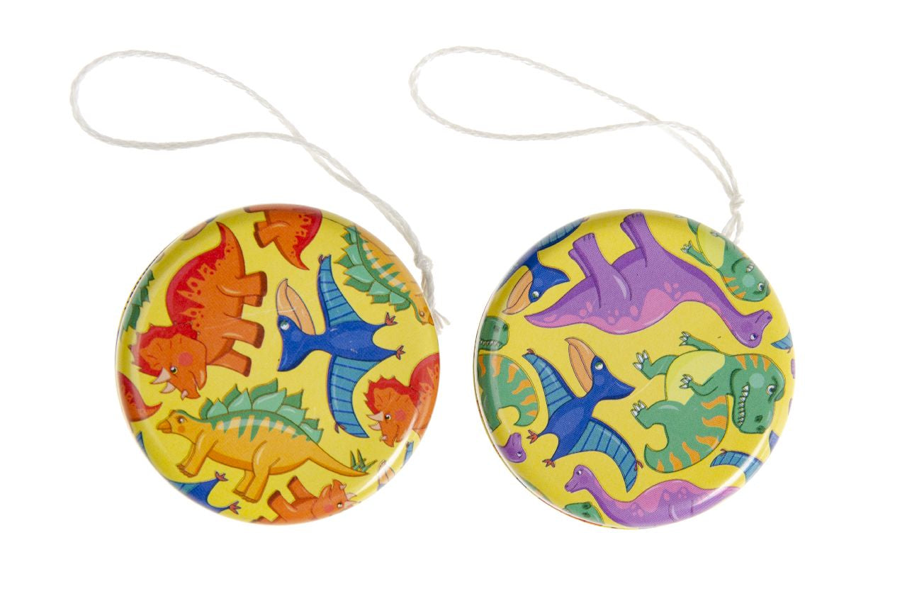 Pack of 24 Metal Yo-Yo Dinosaur Return Tops