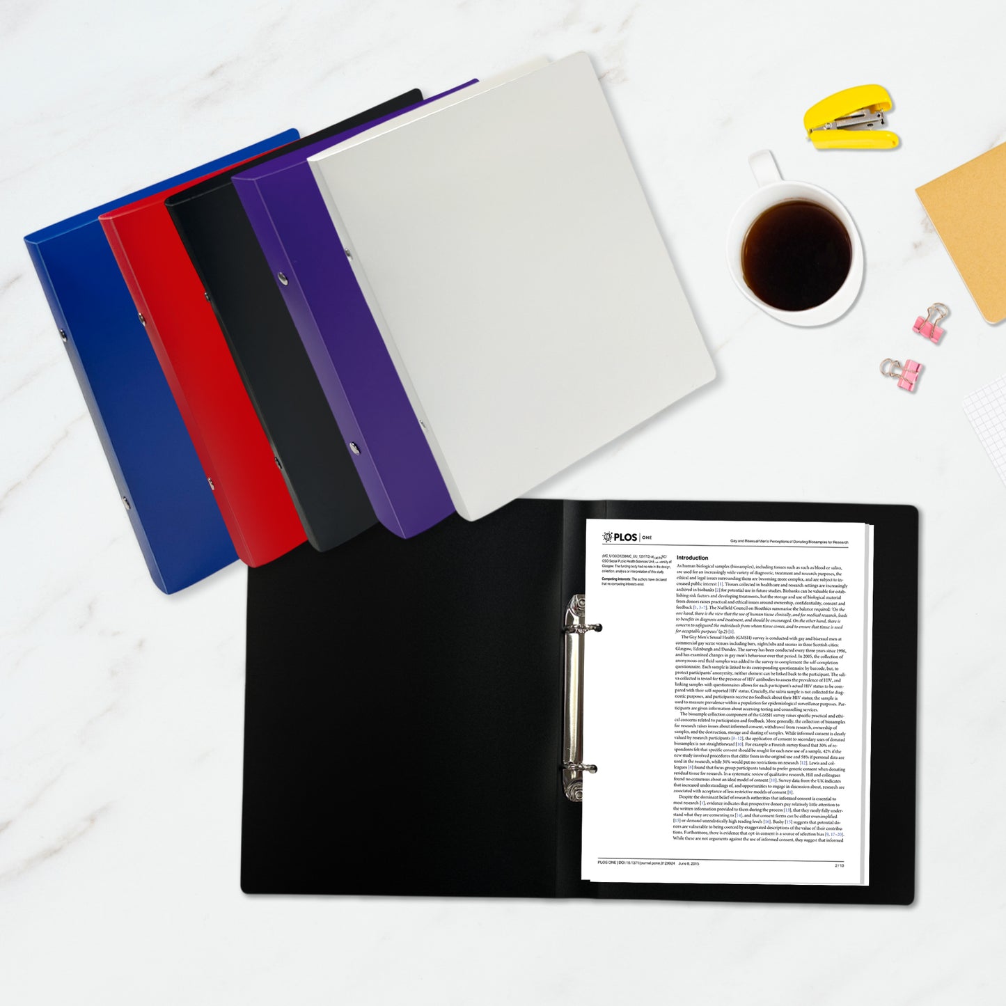 Pack of 5 A5 PP Ring Binders – 25mm Spine, 2 O-Ring Mechanism, 700 Micron Durable Cover – Assorted Colours